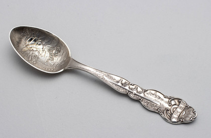 Nome Alaska Struck It Rich Sterling Silver Souvenir Spoon - L.W. Suter, Mayer Bros, Nome Gold Miner